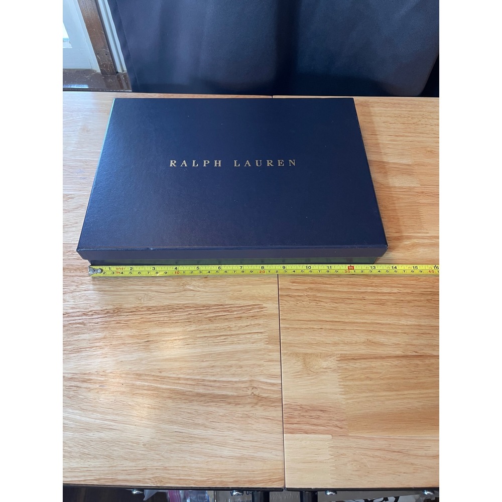Ralph Lauren‎ Navy Blue Gold Logo Gift Storage Box 15.5x11.5x2 Large Authentic
